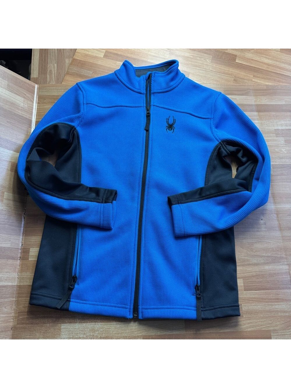 Spyder Bandit Full Zip Stryke Jacket blue and black, boys large